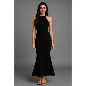 Badgley Mischka Odessa Halter Gown Sz 4‎ Sleeveless Racerback Maxi Dress Luxury